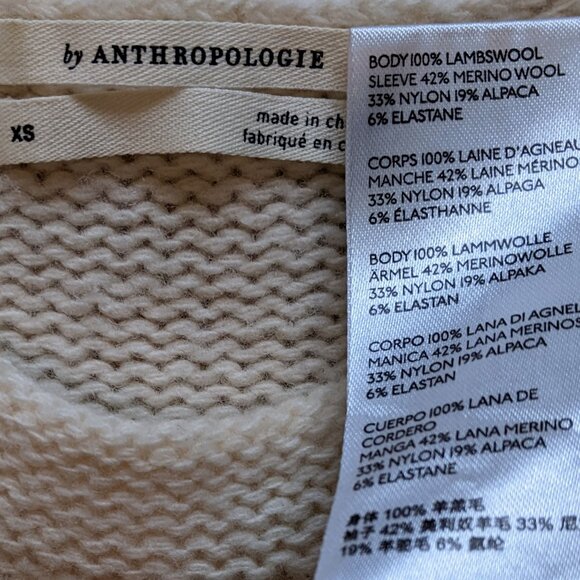 Anthropologie Elizabeth Pointelle Knit Sweater Lightweight Wool - Picture 4 of 7